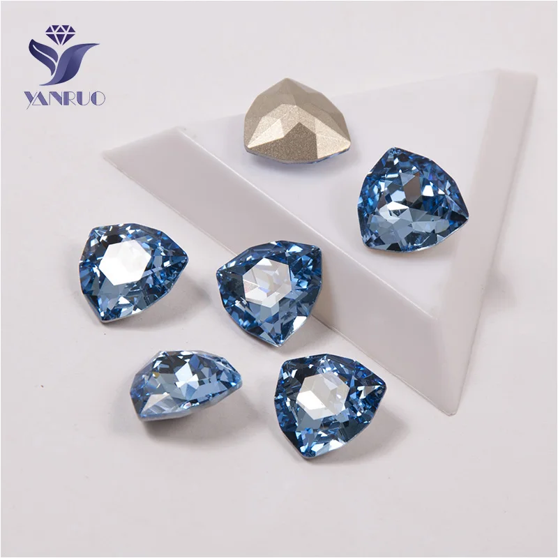 Light Sapphire Yanruo 4706 Trilliant Стеклянные Камни DIY Strass острый задний кристалл для нашивки Стразы все для шитья аксессуары - Цвет: Light Sapphire