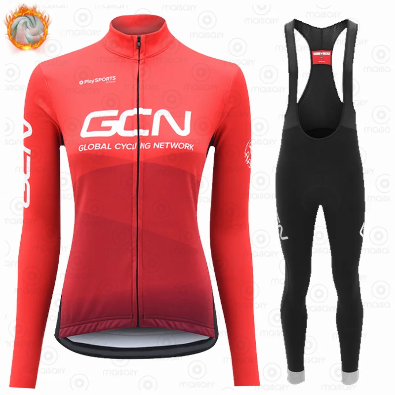 

GCN 2021 Women's 2021 Winter Warm Fleece Cycling Jersey Fleece Ropa Ciclismo Cycling Mountain Bike Long Sleeve Clothing