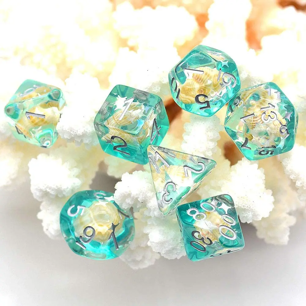 7 шт./компл. раковины игральные кости DND D &amp D4 D6 D8 D10 % D12 D20 многогранные игры в набор