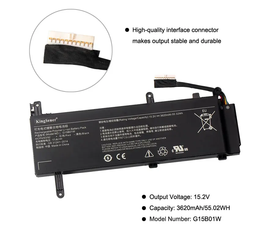 kingsener g15b01w laptop battery for xiaomi gaming laptop 15 6 i5 7300hq gtx1050 gtx1060 1050ti1060 171502 a1 15 2v 3620mah free global shipping