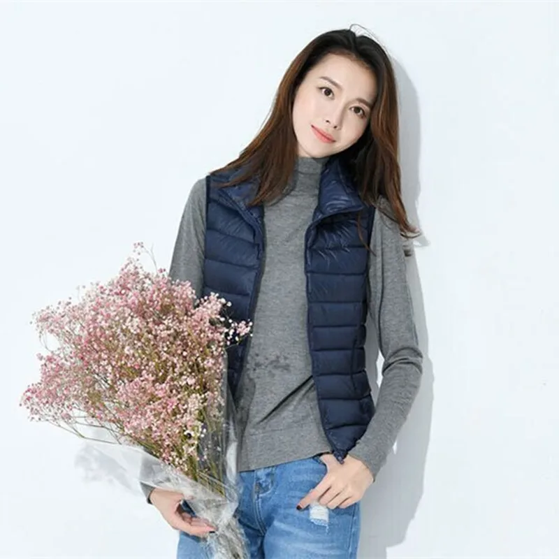 Оптовая продажа зимний женский пуховый жилет Модный без рукавов куртка теплый