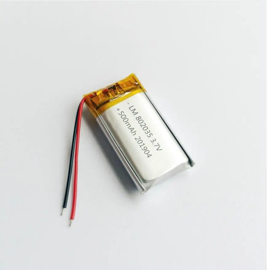 

20pcs 3.7V 500mah 802035 Lithium Polymer ion Battery 2.0mm JST Connector