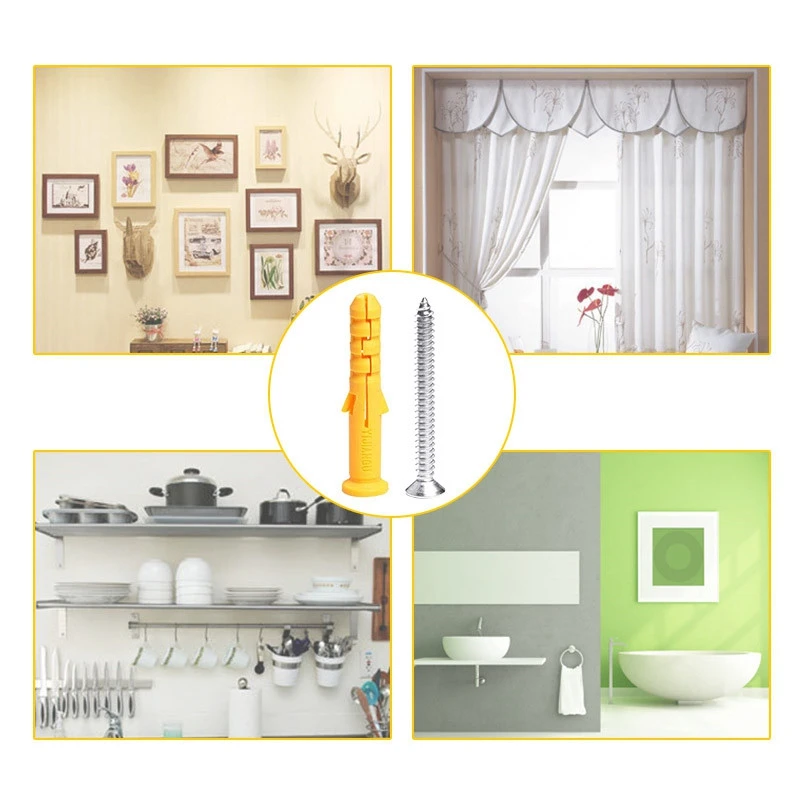 

SHGO HOT-482Pcs/Set Plastic Expansion Drywall Anchor Screws Tapping Screw Set M3.5 M4.2 M5 M6 Stainless Steel Expansion Tube Wal