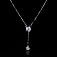 big bling water drop pendant real 925 sterling silver long chain necklace for women fashion jewelry cute statement necklace