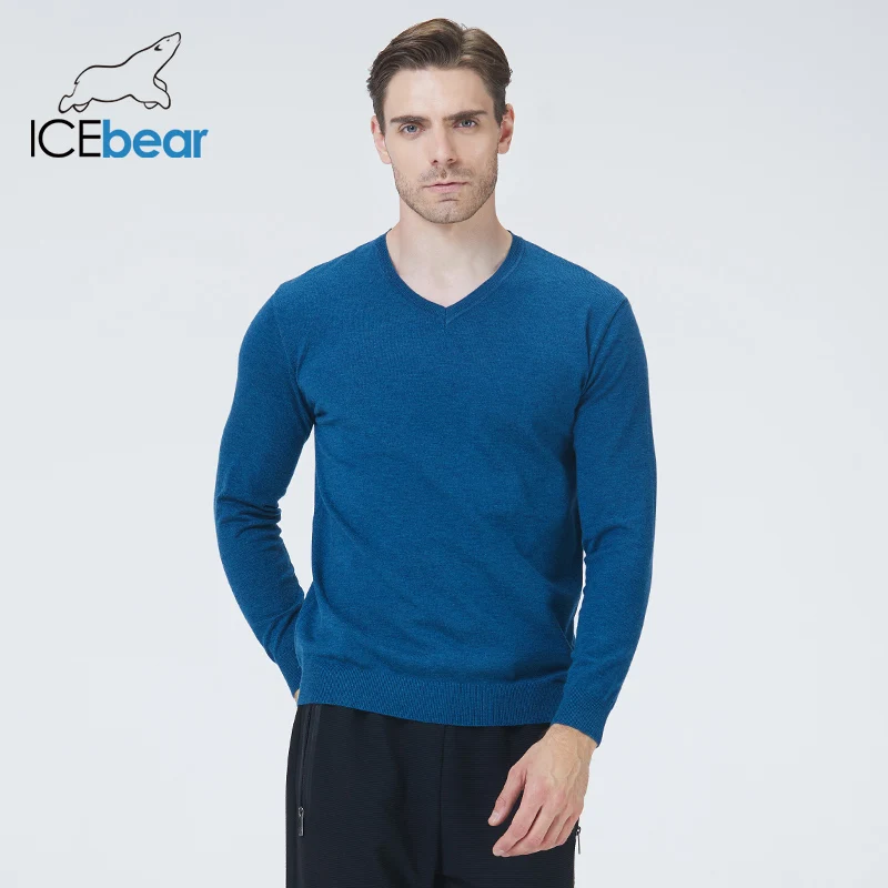 

icebear 2021 высококачественный повседневный мужской свитер с v-образным вырезом приталенный трикотаж осенние мужские свитера брендовая мужская одежда 8853