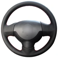 diy non slip durable black natural leather car steering wheel cover for mitsubishi lancer ex 10 lancer x outlander