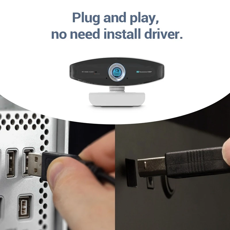 

WEB19 Computer Camera, 1080P High-Definition Home Video Online Class Live USB Drive-Free Built-in Microphone Web Camera