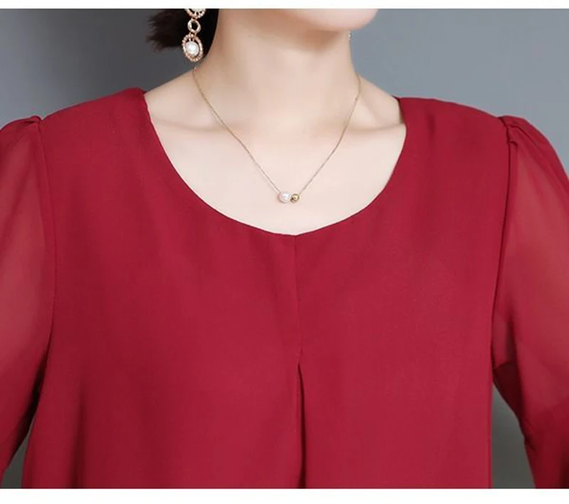 Женская шифоновая блузка многослойная длинная летняя с круглым вырезом и