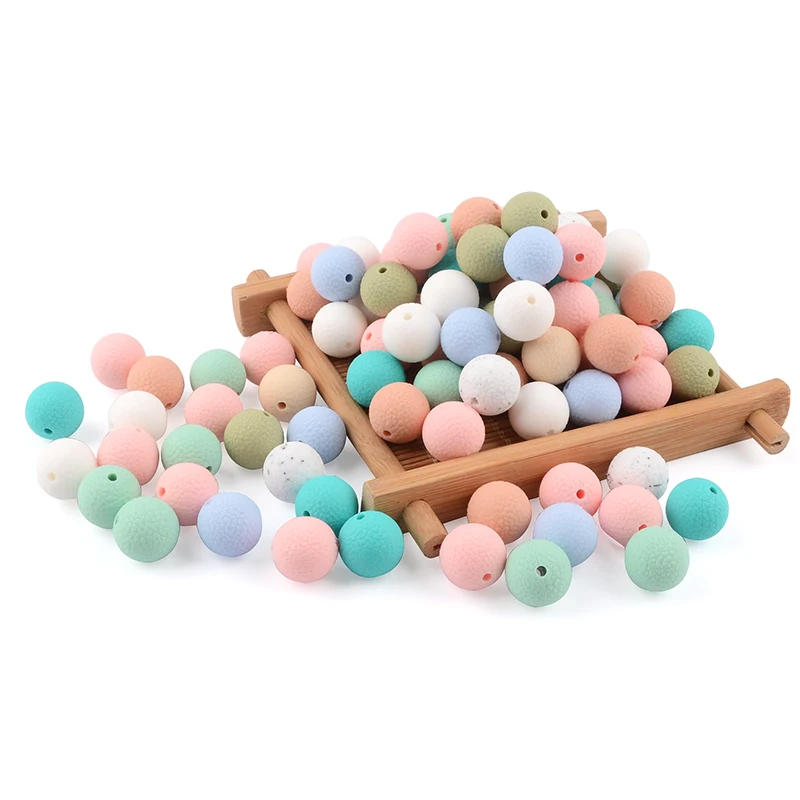 

LOFCA 20PCS Silicone Leather Look Beads 15mm BPA Free Baby Teethers Silicone Loose Beads For Teething Necklace Pacifier Holder