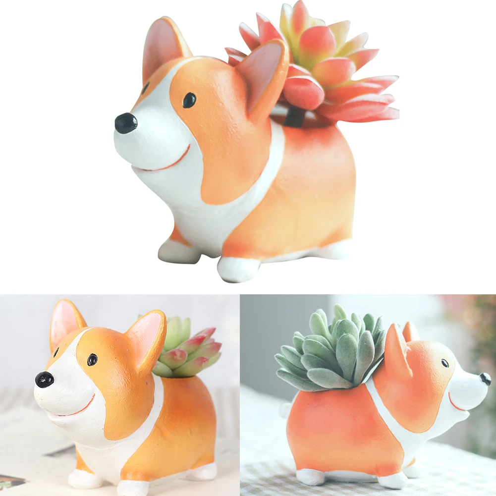 

Garden Craft Vase Cartoon Corgi Dog DIY Succulent Decoration Flower Pots Animal Shaped Cute Mini Home Office