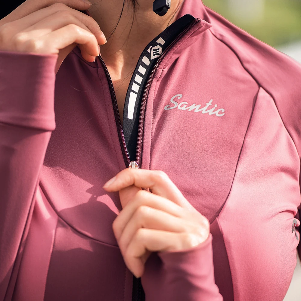 Santic Cycling Jackets Winter Fleece Thermal Coat Autumn Warm Up Bicycle Clothing Windproof Windbreaker MTB Jerseys L9C01104 | Спорт и