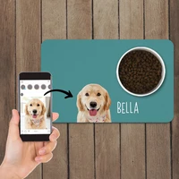 custom pet portrait dog mat cat mat pu leather material drinking and feeding placemat waterproof anti slip dog placemat pet gift