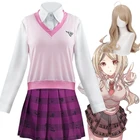 Danganronpa V3 Kaede Akamatsu костюмы для косплея парик женские платья парик аниме рубашка жилет юбка носки для девочек JK школьная форма Cos парик