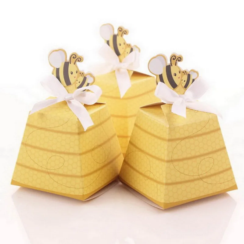 10 шт. горячая Распродажа Желтый пчела стиль сувениры Сладкий подарок коробка с