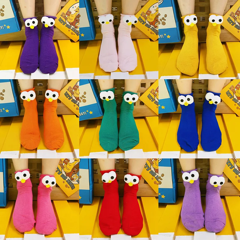 

Funny Socks Women's Cotton Hot Sale 3D eyes Designer Fashion Stocking Lovely Harajuku kawaii Gift Happy Sesame Cute Socks Street