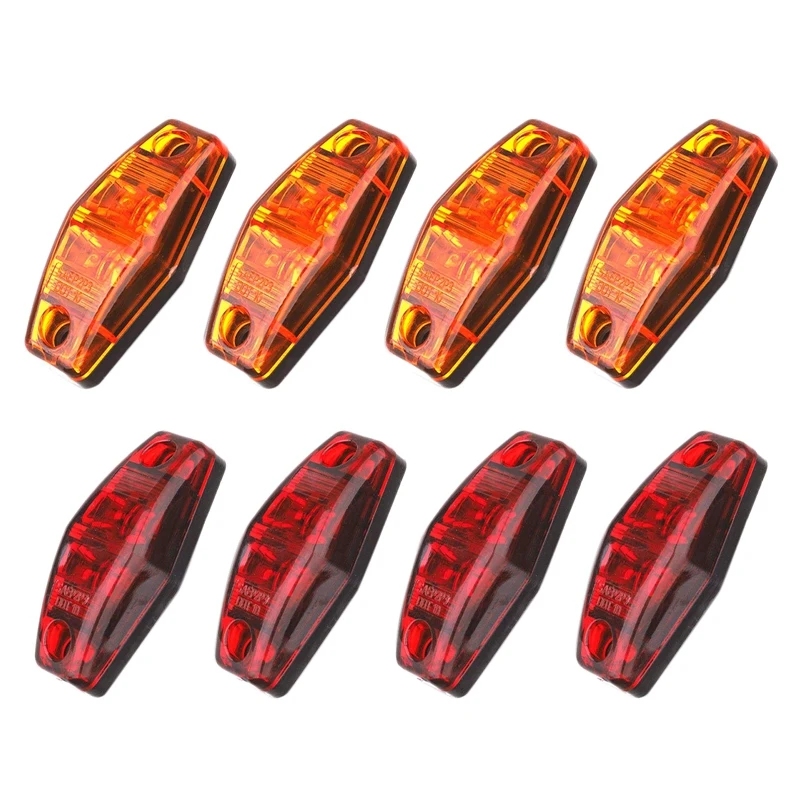 

2 Led Side Marker Lights Lamps Truck Trailer Clearance Lights Sealed Indicators Lights Waterproof (4Yellow+4Red)