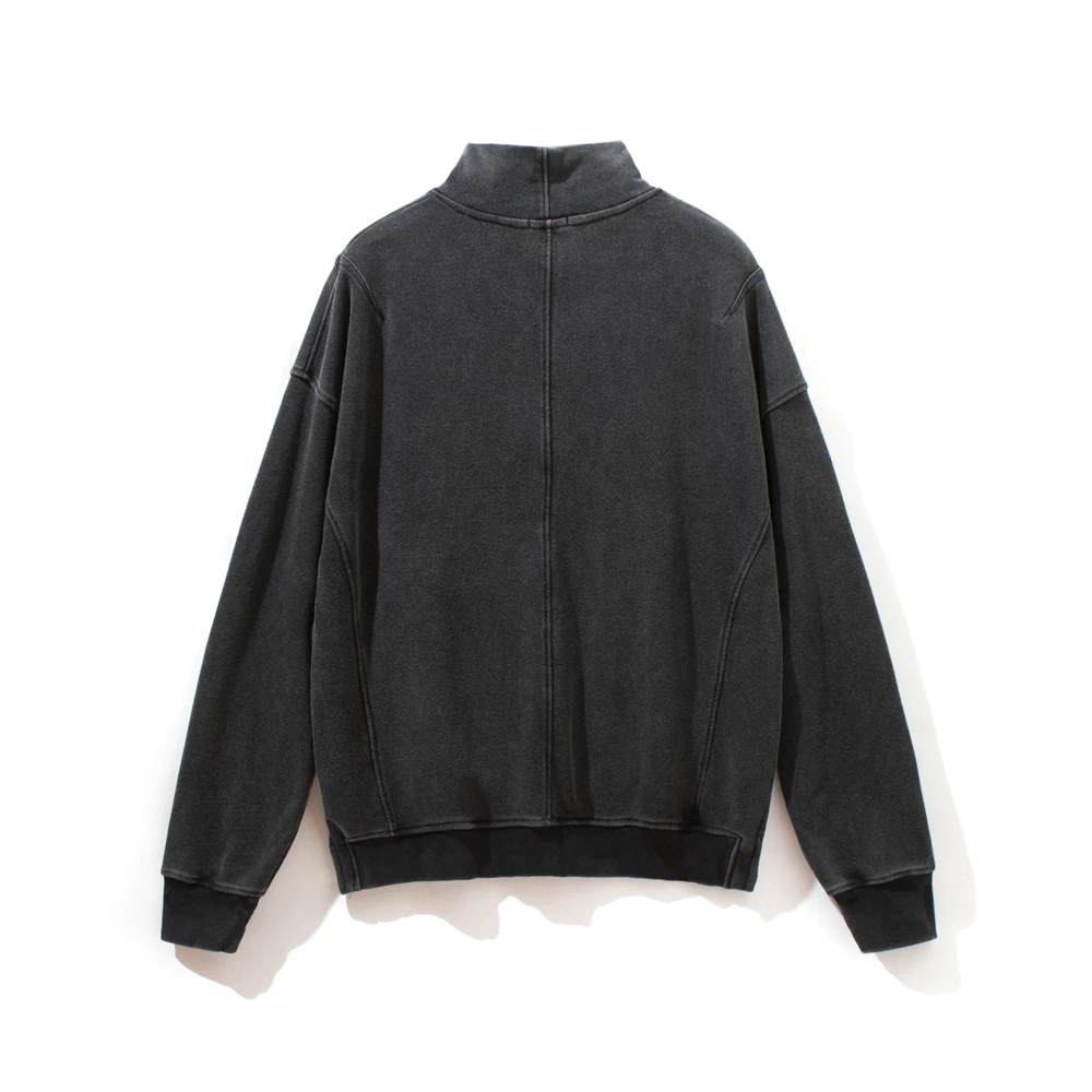

Kanye West Stand collar Oversize Sweatshirt Short-length styling Hip Hop Garment-washed Cotton Pullover