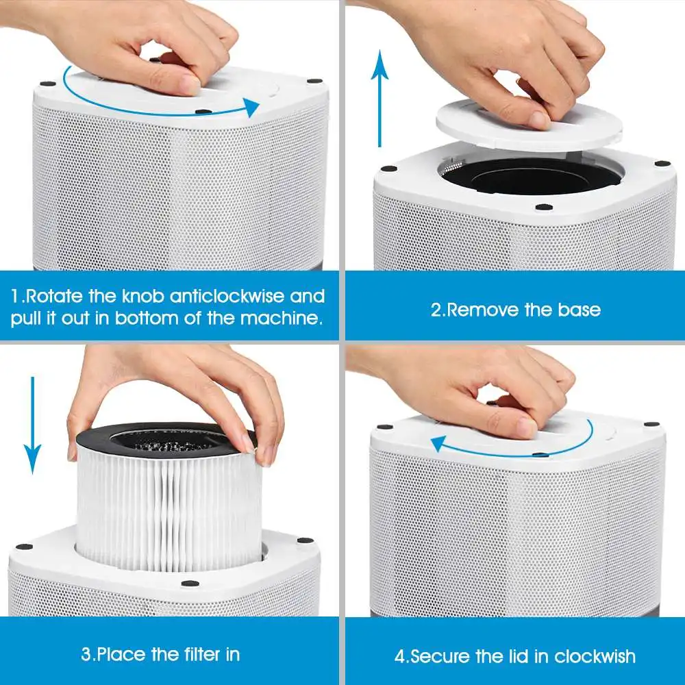 

AUGIENB A-DST02 Air Purifier Active Carbon HEPA Filter Sterilizer Odor Allergies Remover for Smoke Pollen Dander Smog PM2.5