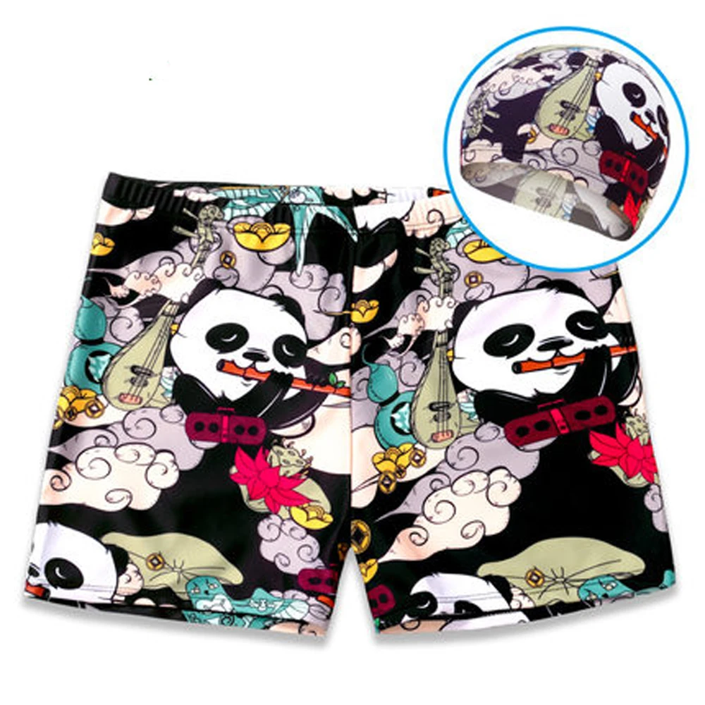 Мужские трусы-боксеры черные синие плавки для пляжа купальный костюм с шапками