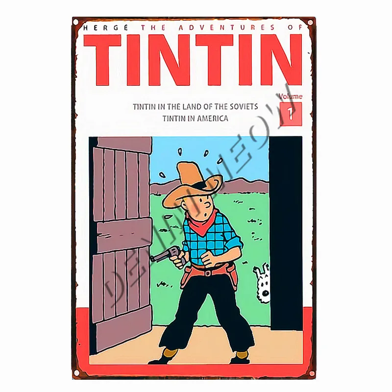 9 Приключения Тинтина, мультяшная Оловянная табличка, металлический винтажный плакат на стену, художественные наклейки, детский подарок, домашний декор, WY113 - Цвет: 9