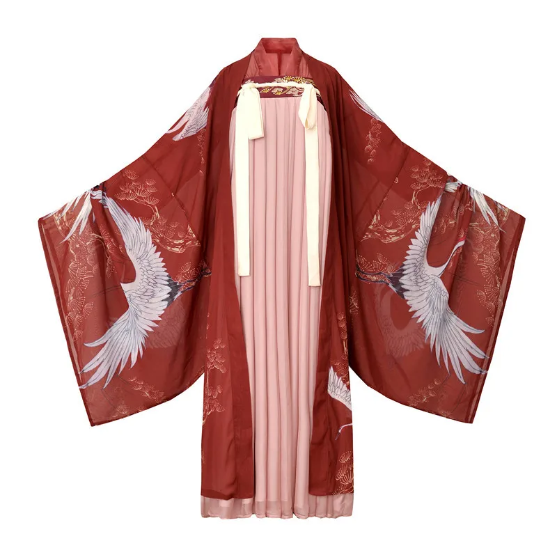 

Традиционное китайское сказочное платье ханьфу для женщин, костюм на новый год, принцесса журавль, дворец династии Хань, народные танцы