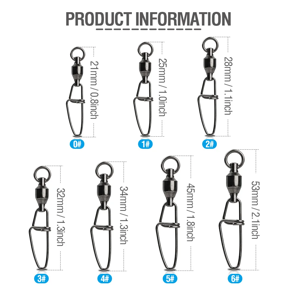 DONQL 10 шт. карабин подшипник Нержавеющая сталь Рыбалка Соединитель 0 #6 #