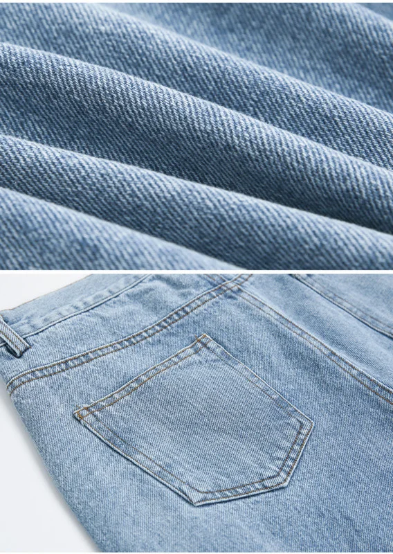 

IEFB Men's Clothing Loose Straight Tube Jeans Korean Trendy Hole Casual Denim Blue Pants Spring New Trousers For Male Tide Y4302