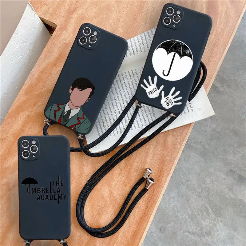 

Umbrella Academy art design Phone Case For iPhone 7 8 11 12 X XS XR MINI Pro Max Plus Strap Cord Chain Lanyard soft