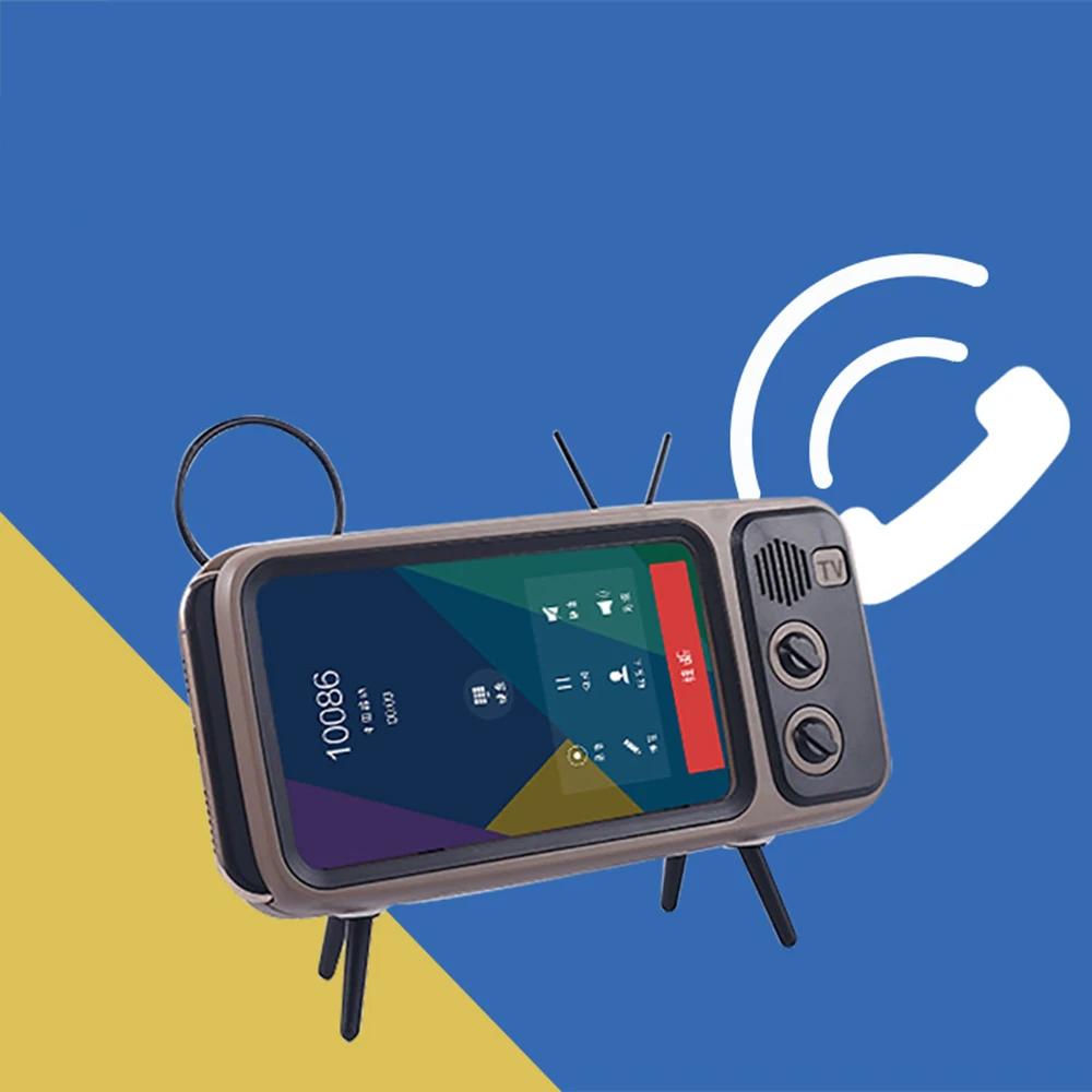 Ретро ТВ мини портативный бас-Колонка Bluetooth держатель мобильного телефона