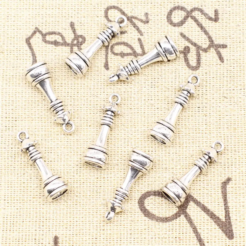 

Necklac For Woman 8x23mm Chess Charms Antique Silver Color 10pcs