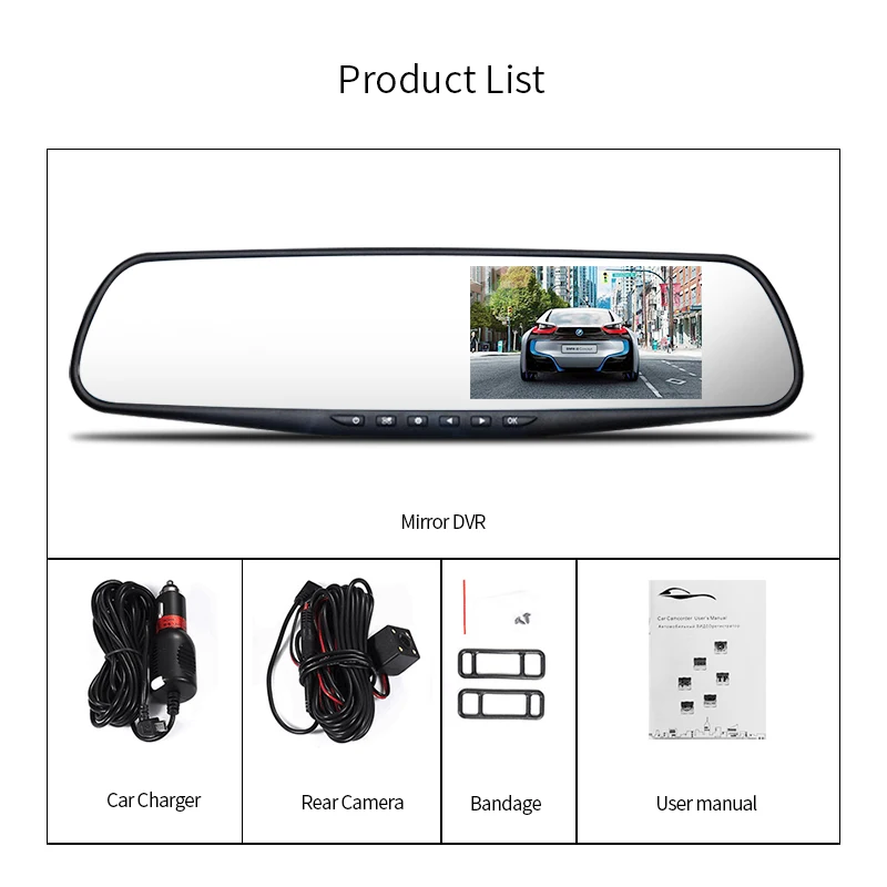 Jansite 4 3 &quotАвтомобильный видеорегистратор зеркало full hd 1920x1080 Автомобильный камера