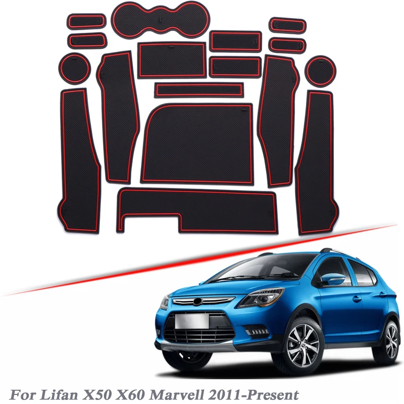 

17pcs Car Styling Gate slot pad For Lifan X50 X60 Marvell 2011-2020 Silica Gel Door Groove Mat interior Non-slip dust Accessory