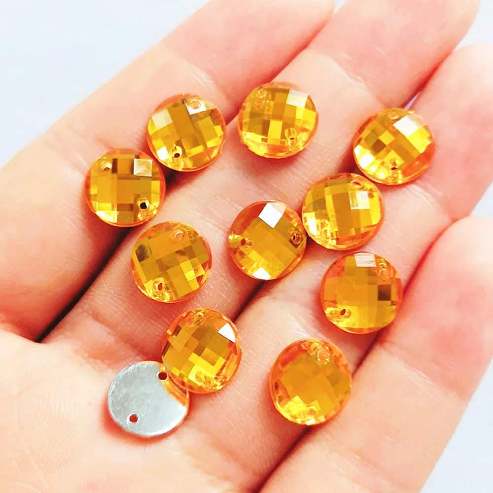 Круглый с сетчатой поверхностью 12 мм акриловый 250 шт. пришить кристаллов желтые