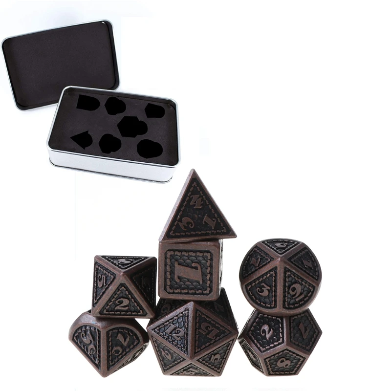 Металлические кубики в виде дракона K1KD, металлическая игра, металлические кубики D & D, металлический чехол в подарок, 7 шт.