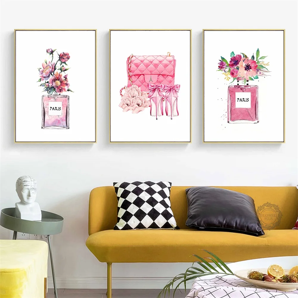 Современный настенный Декор для дома флакон духов Картина на холсте кокосовые