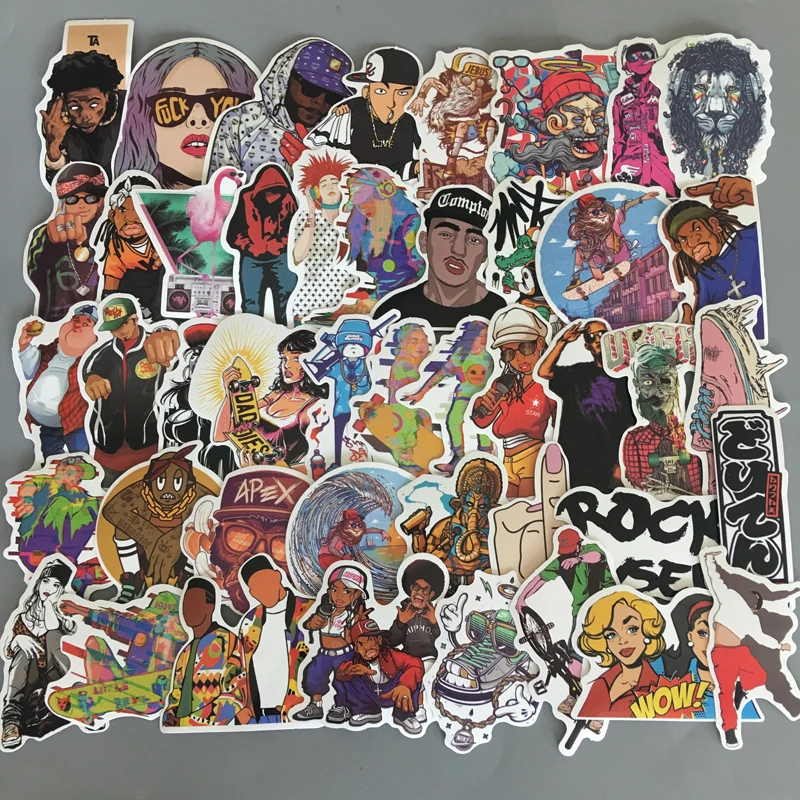 50 шт. наклейки в стиле хип хоп рок н ролл милые Мультяшные персонажи граффити