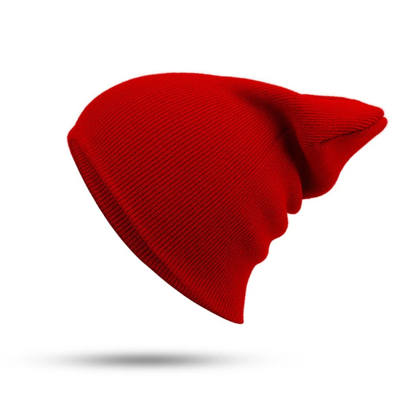 Красный Winter Autumn Solid Color Adult Child Unisex Beanies Hats Large Big Ice Cream Windproof Keep Warm Cold Caps Plus Size Men W24 - Цвет: Красный
