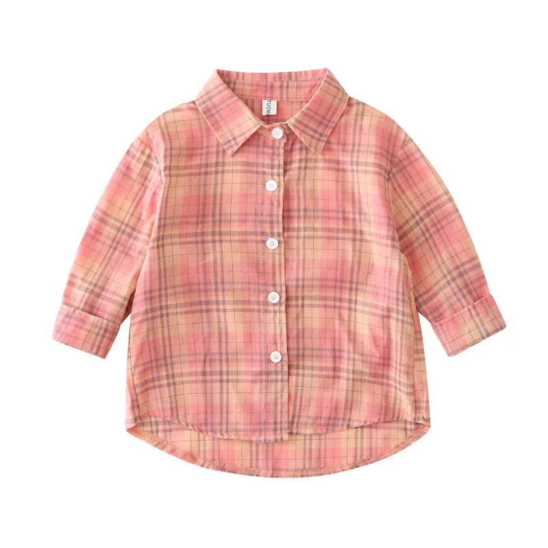 

Family Outfits Mother & Daughter Long-Sleeved Thin Shirt 2021 Spring And Summer Sunscreen Color Plaid Top Parent-Child Shirt