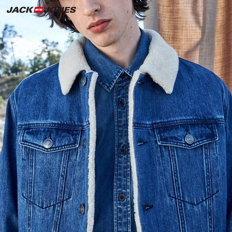 JackJones мужская хлопковая куртка с отворотами из берберского флиса уличная одежда |