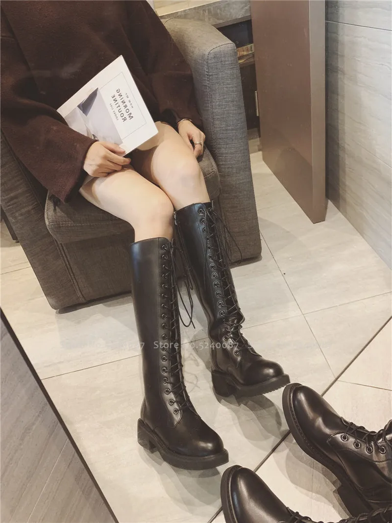 Женские ботинки в британском готическом стиле рыцарь-воин модная кожаная обувь