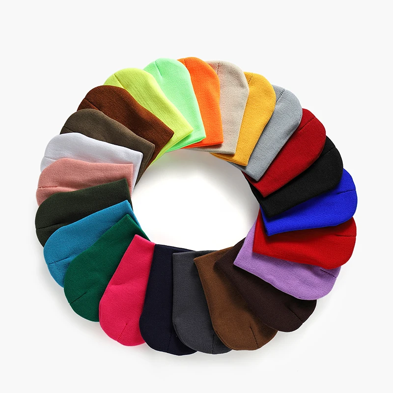 Унисекс вязаная шапка зимняя женская мягкая однотонная мода хип-хоп Skullies мужские