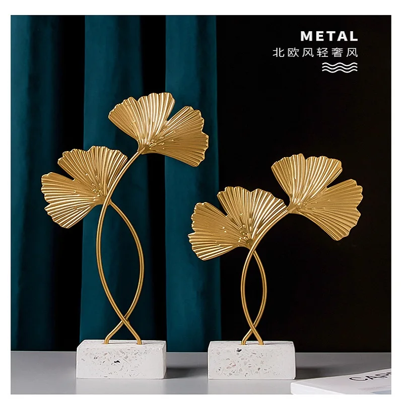 

Lron Ginkgo Leaf Decoration Decoration Creative Furniture Table Wine Cabinet Soft Decoration Metal Crafts Decoration