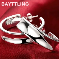 bayttling 30mm hoop earrings silver color half round earrings for woman fashion glamour birthday gift statement jewelry
