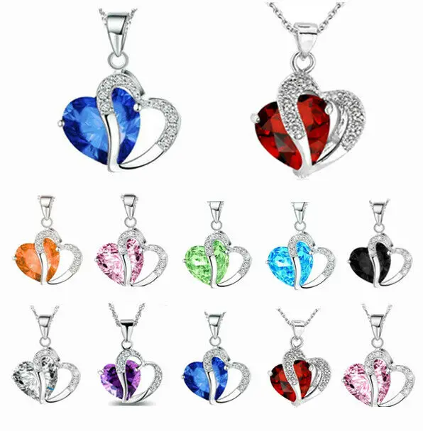 

Luxury Ladies Necklace Hot Necklace 6 Colors Top Class Lady Fashion Heart Pendant Necklace Crystal Jewelry Girls Women Jewelry