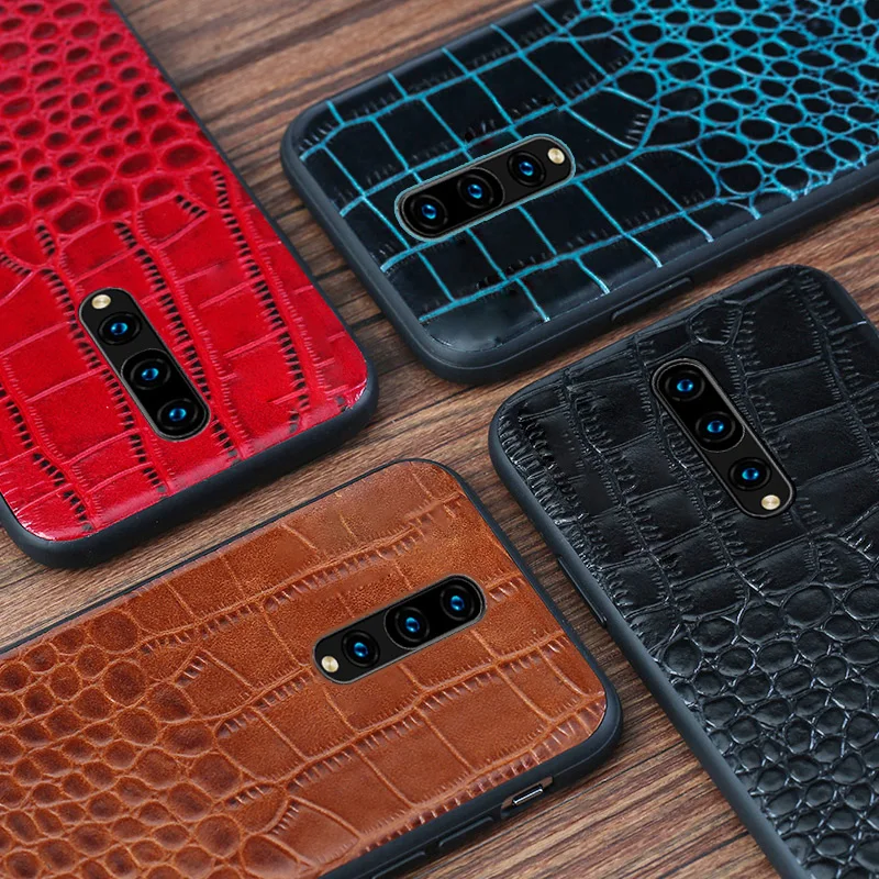 

Leather Phone Case For Oneplus 8 Pro Case For oneplus 7 7T Pro case Cowhide cover for 6 6t case Luxury Alligator Texture case
