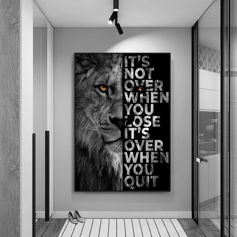 Мотивирующая Цитата &quotдикий лев&quot фотообои на холсте современное искусство