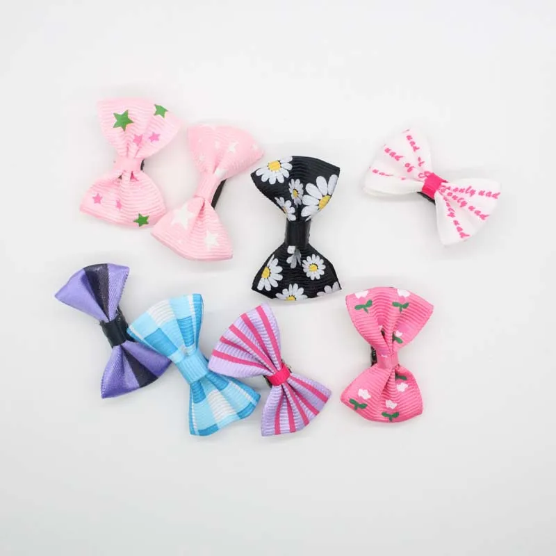 Lazo de grogr&eacute;n para ni&ntilde;a, horquilla para el pelo de beb&eacute;, pinza del pelo de lazos hechos a mano, accesorios para el cabello, 10 Uds.-2