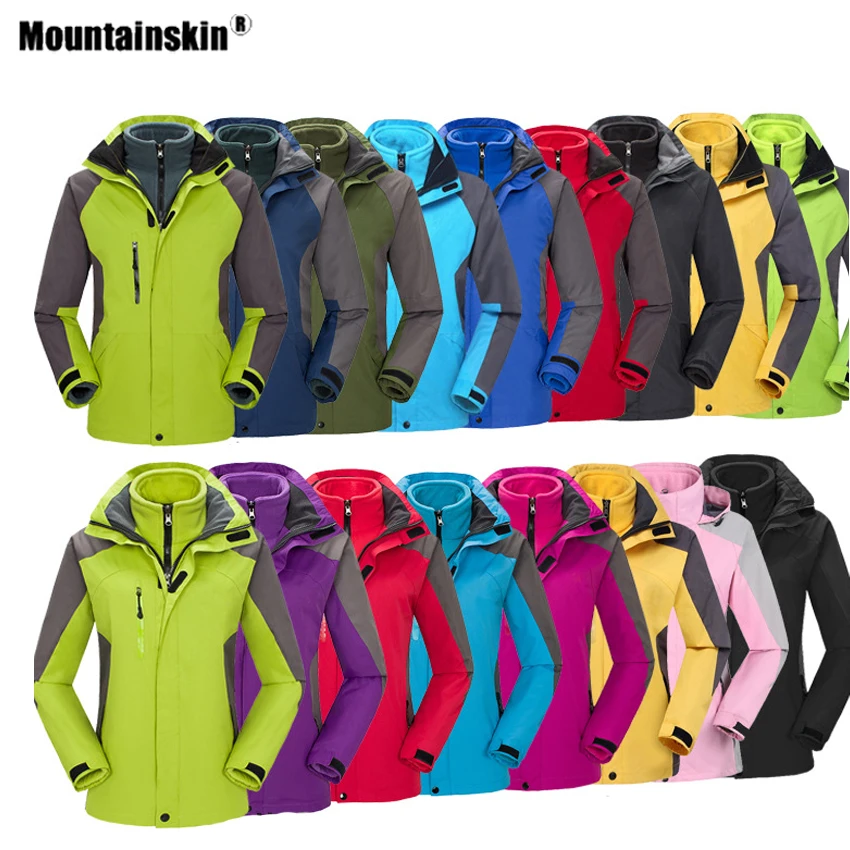 Mountainskin Winter Men Women Outdoor Thick Two-Piece Hiking Jackets Windproof Thermal Inside Fleece Skiing Camping Coats VA859 | Спорт и