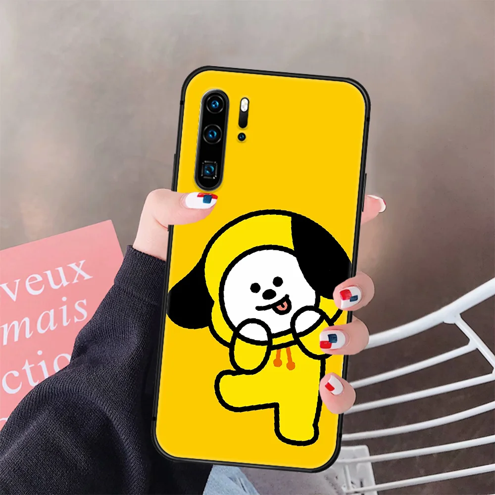 

Cartoon BT21 Phone Case Cover Hull For Huawei P8 P9 P10 P20 P30 P40 Lite Pro Plus Smart Z 2019 black Hoesjes Silicone Back