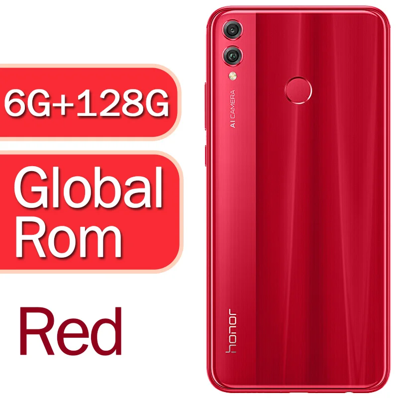 Honor 8X global rom смартфон 6,5 ''полный экран OTA обновление Android 8,1 Восьмиядерный отпечаток пальца - Цвет: 6G 128G Red